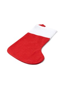 Calcetin navideño en poliester, color rojo y blanco personalizable med 2
