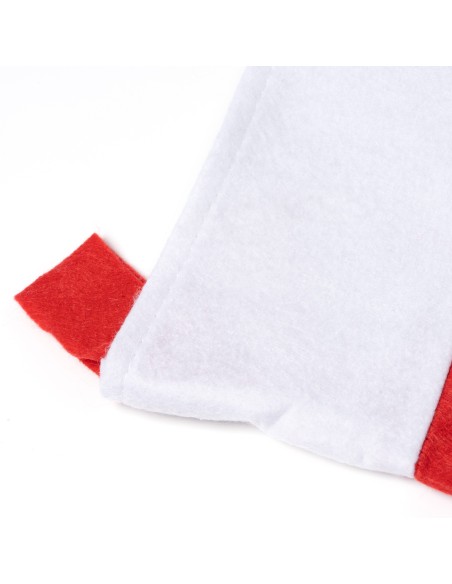 Calcetin navideño en poliester, color rojo y blanco personalizable med