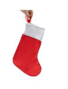 Calcetin navideño en poliester, color rojo y blanco personalizable med