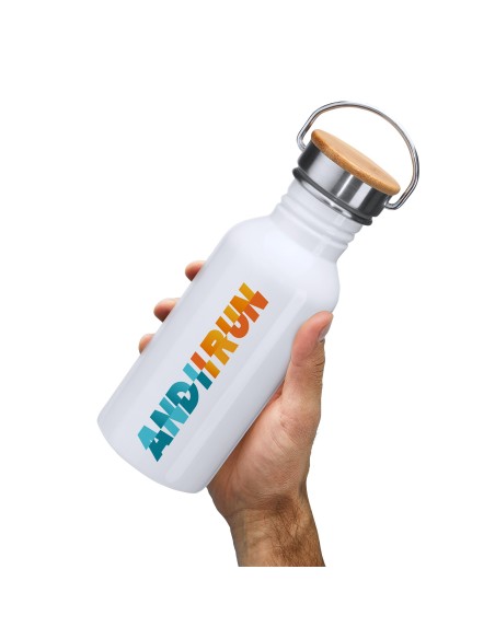 Botella acero y bambu 650ml para sublimacion