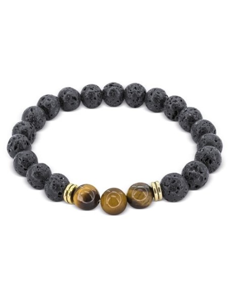 Pulsera piedra volcanica ojo de tigre