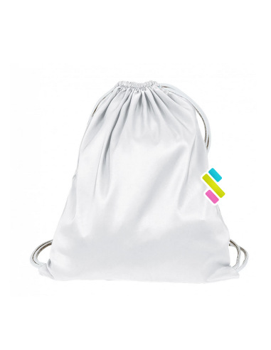 saco mochila blanco con bolsillo interior sublimacion