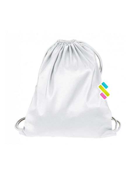 saco mochila blanco con bolsillo interior sublimacion