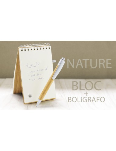 Bloc Bambú con Bolígrafo | Papelería Ecológica Personalizada
