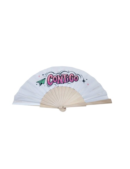 Nuevo abanico poliester 42,5x23cm personalizable