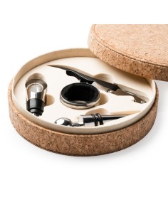 Set de 4 piezas de vino en caja de corcho