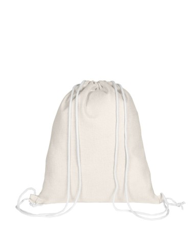 Saco mochila en poliéster tipo lino sublimacion