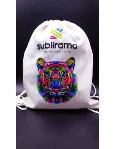 Saco mochila en poliéster tipo lino sublimacion