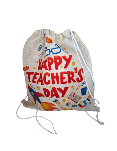 Saco mochila en poliéster tipo lino sublimacion