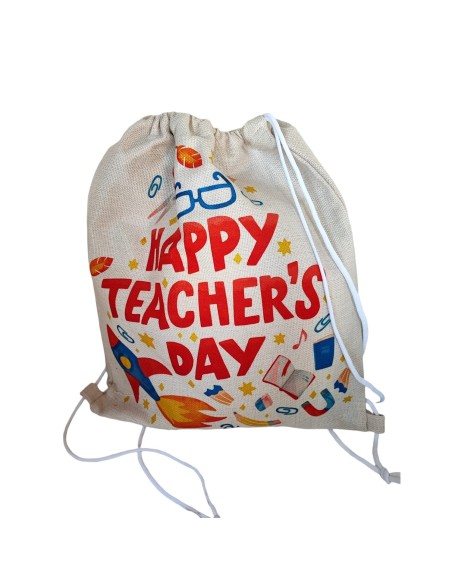 Saco mochila en poliéster tipo lino sublimacion