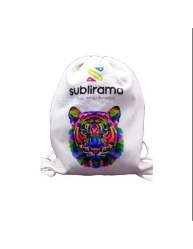 Saco mochila en poliéster tipo lino sublimacion