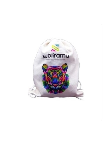 Saco mochila en poliéster tipo lino sublimacion